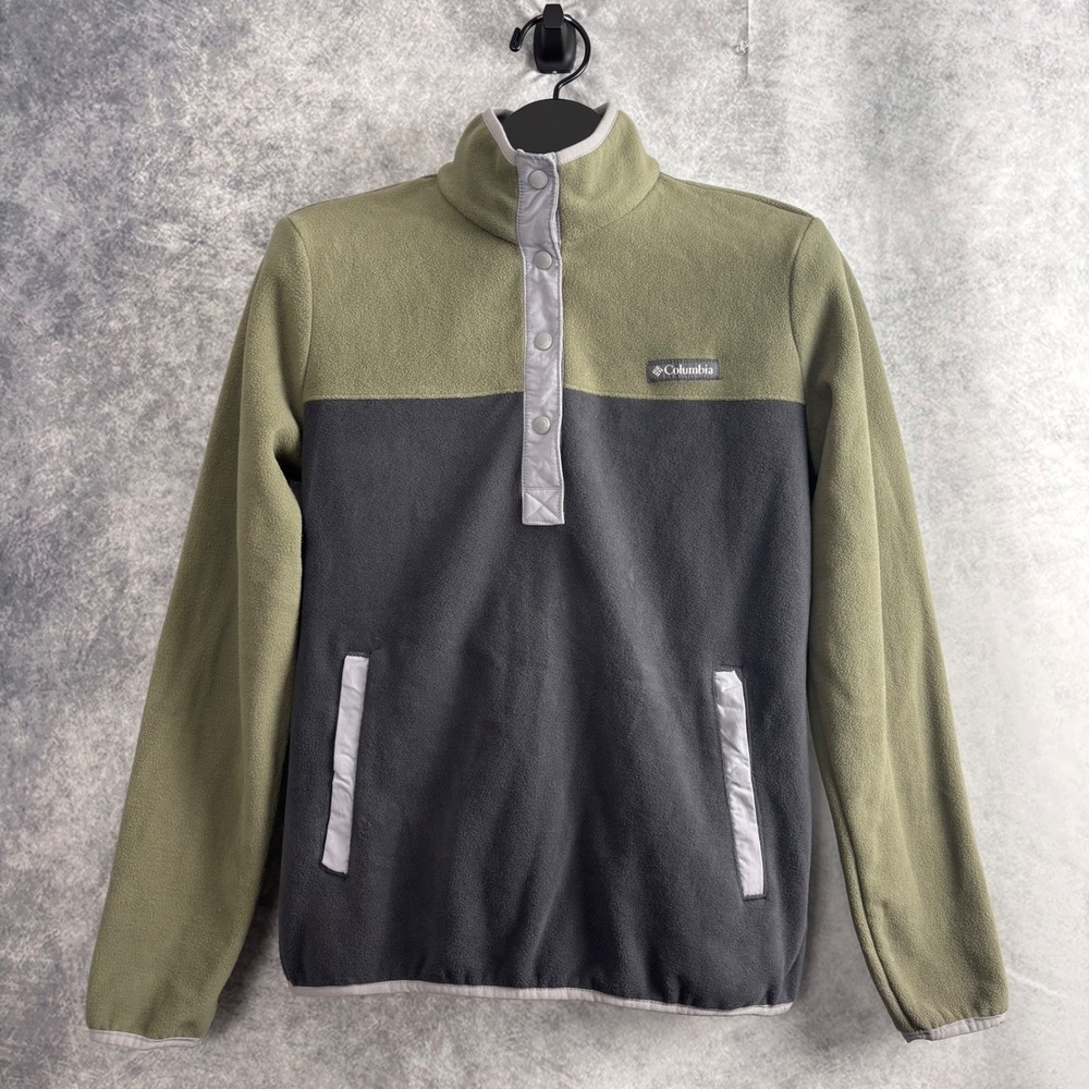 Columbia Men's Steens Mountain Half Snap Fleece Pullover Green Gray Size Small